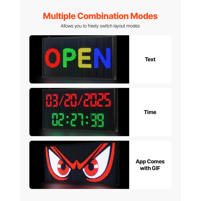 VEVOR 27x14 ιντσών προγραμματιζόμενη πινακίδα LED με κύλιση, ψηφιακή οθόνη P5, έγχρωμη