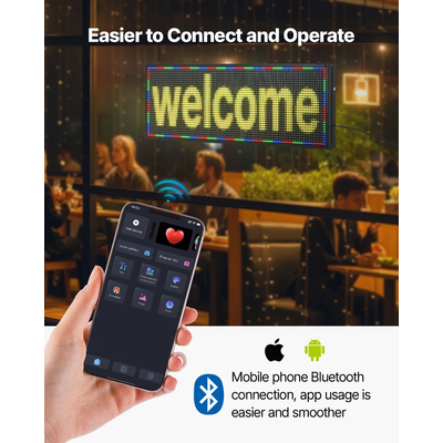 VEVOR Προγραμματιζόμενη Κύλιση LED με Πινακίδα P10 40x14 ιντσών, Πλήρως Έγχρωμη