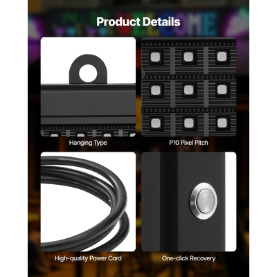 VEVOR Προγραμματιζόμενη Κύλιση LED με Πινακίδα P10 40x14 ιντσών, Πλήρως Έγχρωμη