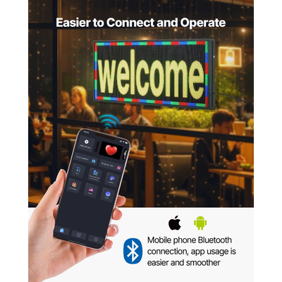 VEVOR 40x18 ιντσών προγραμματιζόμενη πινακίδα LED με κύλιση, ψηφιακή οθόνη P6, έγχρωμη