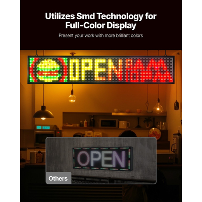 VEVOR 40x8 ιντσών προγραμματιζόμενη πινακίδα LED με κύλιση, ψηφιακή οθόνη P10, έγχρωμη