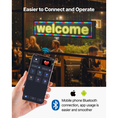 VEVOR 40x8 ιντσών προγραμματιζόμενη πινακίδα LED με κύλιση, ψηφιακή οθόνη P10, έγχρωμη