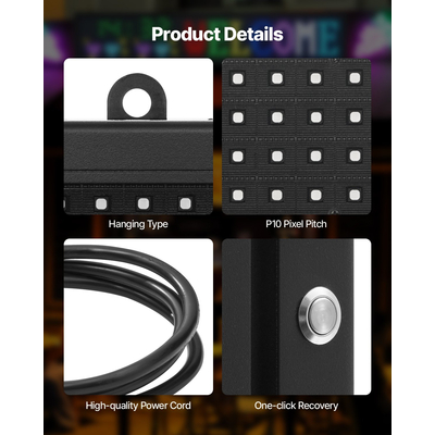 VEVOR 40x8 ιντσών προγραμματιζόμενη πινακίδα LED με κύλιση, ψηφιακή οθόνη P10, έγχρωμη