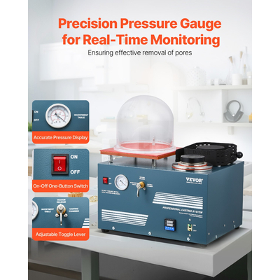 Μηχανή χύτευσης κενού VEVOR για επένδυση κενού, χύτευση σε φούρνο τήξης, τήξη κοσμημάτων