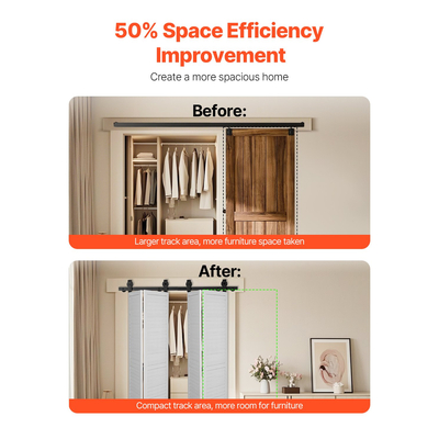 Κιτ ράγας συρόμενης πόρτας αχυρώνα VEVOR 52" για τέσσερις πόρτες 12