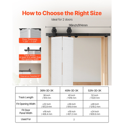 Κιτ ράγας συρόμενης πόρτας αχυρώνα VEVOR 36" για δύο πόρτες 16