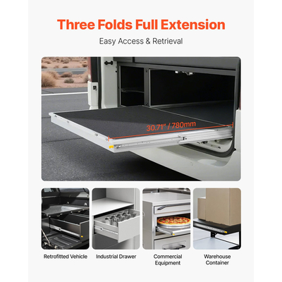 VEVOR 1 ζεύγος συρταριών 16-60 ιντσών με ρουλεμάν soft-close, πλήρης επέκταση