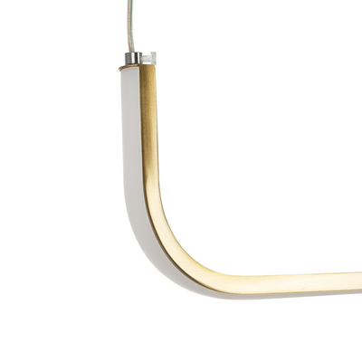 GLOBOSTAR® LINARIA 60923 Μοντέρνο Κρεμαστό Φωτιστικό Οροφής LED 36W 4150lm 180° AC 220-240V IP20 Ρυθμιζόμενο Λευκό CCT με Χειριστήριο από 2700K έως 6000K Dimmable - Lumileds SMD Chip - Χρυσό Βούρτσας - Μ120 x Π2 x Υ10cm - 3 Χρόνια Εγγύηση