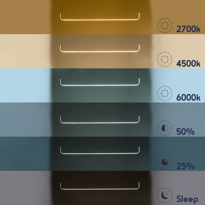 GLOBOSTAR® LINARIA 60923 Μοντέρνο Κρεμαστό Φωτιστικό Οροφής LED 36W 4150lm 180° AC 220-240V IP20 Ρυθμιζόμενο Λευκό CCT με Χειριστήριο από 2700K έως 6000K Dimmable - Lumileds SMD Chip - Χρυσό Βούρτσας - Μ120 x Π2 x Υ10cm - 3 Χρόνια Εγγύηση