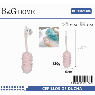 Σφουγγάρι μπάνιου δίχτυ με λαβή - Light Pink - 26186