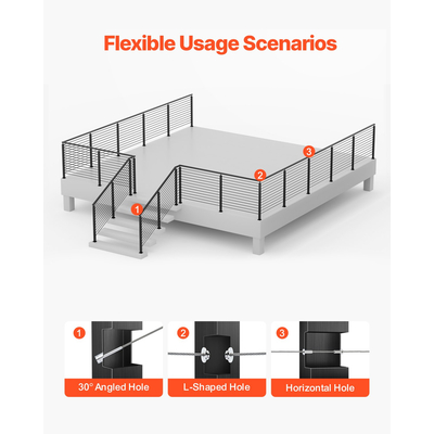VEVOR Στύλος κιγκλιδώματος καλωδίων 42x2x2 ιντσών με προτρύπημα 1JZLGZXHS106AWJO6001V0