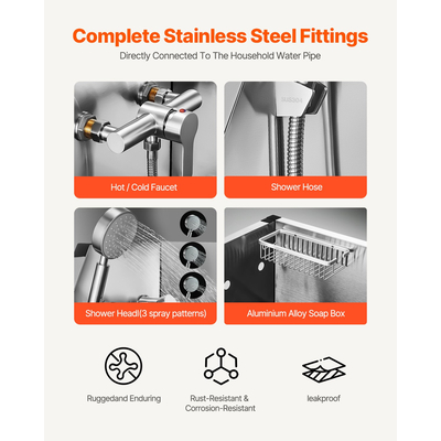 Μπανιέρα περιποίησης σκύλου VEVOR 127 cm από ανοξείδωτο ατσάλι με σκάλα και φίλτρο νερού αριστερά