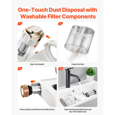 Ηλεκτρική σκούπα στρωμάτων VEVOR με ισχυρό φίλτρο HEPA αναρρόφησης 18Kpa 550W λευκό