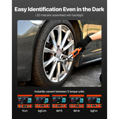 Ψηφιακό δυναμόκλειδο VEVOR με κίνηση 3/8 ίντσας 0-99,57 lbf-ft ​​/ 0-135 Nm 72 δοντιών