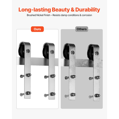 Κιτ εξαρτημάτων συρόμενης πόρτας αχυρώνα VEVOR 8FT για μονή συρόμενη πόρτα αχυρώνα ασημί