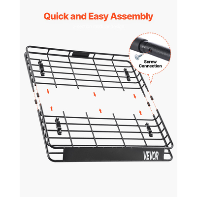 Καλάθι Αποσκευών VEVOR Σχάρα Οροφής 43 x 50 x 4,1 ίντσες για Θήκη Αποσκευών Αυτοκινήτου