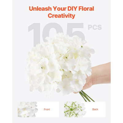VEVOR 105 τεμάχια τεχνητά λουλούδια ορτανσίας από μετάξι 9,8 ίντσες, ανθοδέσμη, λευκή