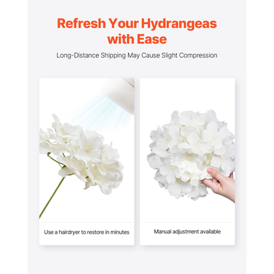 VEVOR 105 τεμάχια τεχνητά λουλούδια ορτανσίας από μετάξι 9,8 ίντσες, ανθοδέσμη, λευκή
