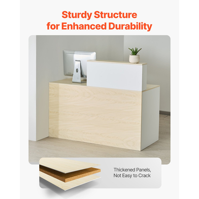 VEVOR Γραφείο Υποδοχής Ορθογώνιο Τραπέζι Γραφείου 55,12 εκ. από Ξύλινο