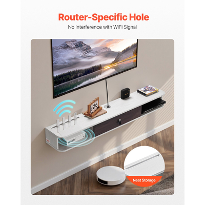 Βάση τηλεόρασης VEVOR 55 θέσεων για κέντρο ψυχαγωγίας με οπή καλωδίου, λευκό