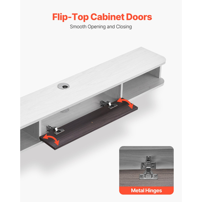 Βάση τηλεόρασης VEVOR 55 θέσεων για κέντρο ψυχαγωγίας με οπή καλωδίου, λευκό