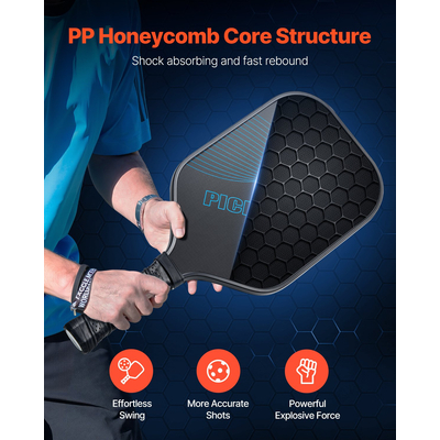 Ρακέτα Pickleball με οπές από ανθρακονήματα VEVOR Pro για ενήλικες, μπλε