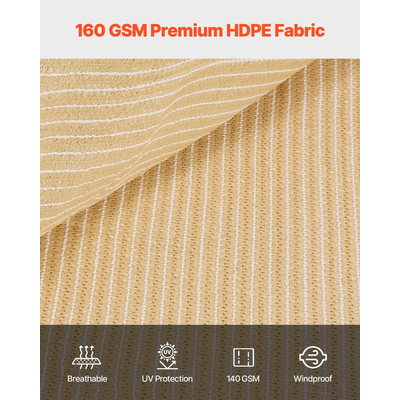 VEVOR 90% Υφασμάτινη Σήτα Προστασίας Ιδιωτικότητας 12 x 20 πόδια για Αίθριο Κήπο (Μπεζ)