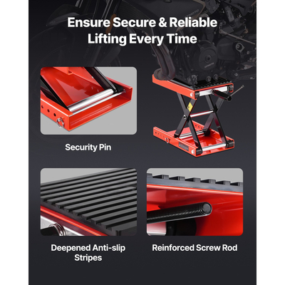 Ψαλιδωτός γρύλος ανύψωσης μοτοσικλέτας VEVOR, πλάτος 1200 λίβρες, βάση ανύψωσης μοτοσικλέτας, στροφαλοφόρος άξονας