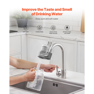 VEVOR Φίλτρο νερού για βρύση, καθαριστής νερού νεροχύτη για κουζίνα, κάθετο, γκρι