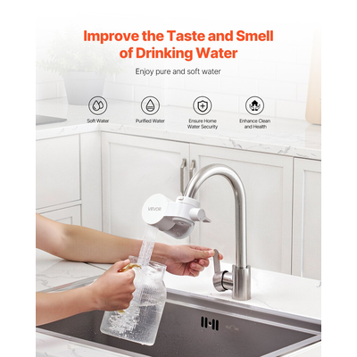 VEVOR Φίλτρο νερού για βρύση, καθαριστής νερού νεροχύτη για κουζίνα, λευκό, οριζόντιο