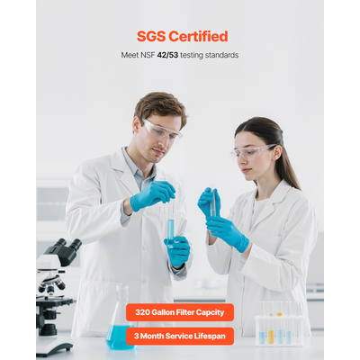 VEVOR Φίλτρο νερού για βρύση, καθαριστής νερού νεροχύτη για κουζίνα, λευκό, οριζόντιο