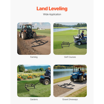 Σβάρνα VEVOR Drag Harrow 66" Πλάτος ρυμούλκησης πίσω από σβάρνα Drag Harrow, χαλύβδινη, ισοπεδωτική μηχανή χαλικιού ATV UTV