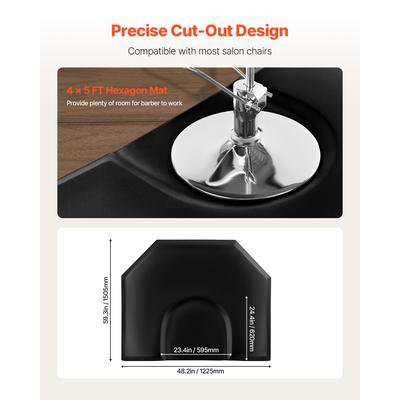 Πατάκι κομμωτηρίου VEVOR για κομμωτήριο 1225 x 1505 mm Εξάγωνο πατάκι κομμωτηρίου πάχους 25mm
