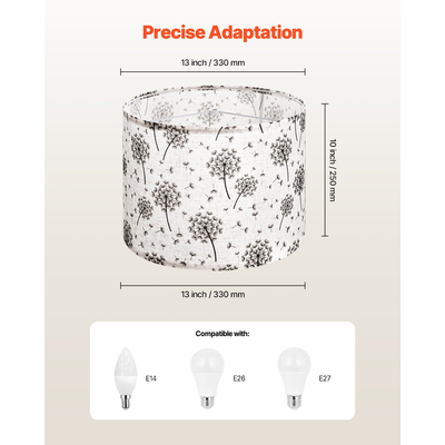 VEVOR Σετ 2 καπέλων για τύμπανο 13 x 13 x 10 εκ. καπέλο (ανοιχτόχρωμο σχέδιο πικραλίδας)