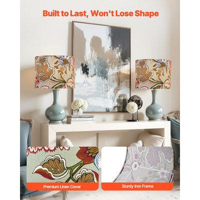 VEVOR Σετ 2 αμπαζούρ για τύμπανο, 13 x 13 x 10 εκ., μεσαίου μεγέθους, στρογγυλό (Σκούρο φλοράλ)