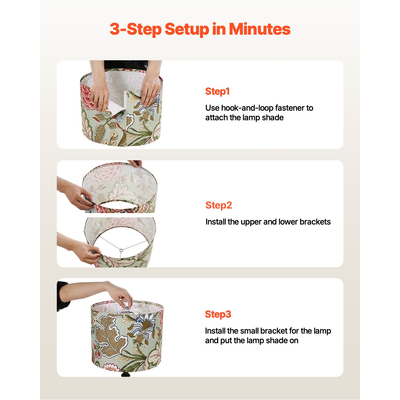 VEVOR Σετ 2 αμπαζούρ για τύμπανο, 13 x 13 x 10 εκ., μεσαίου μεγέθους, στρογγυλό (Σκούρο φλοράλ)