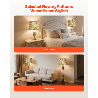 VEVOR Σετ 2 αμπαζούρ για τύμπανο, 13 x 13 x 10 εκ., μεσαίου μεγέθους, στρογγυλό (Σκούρο φλοράλ)