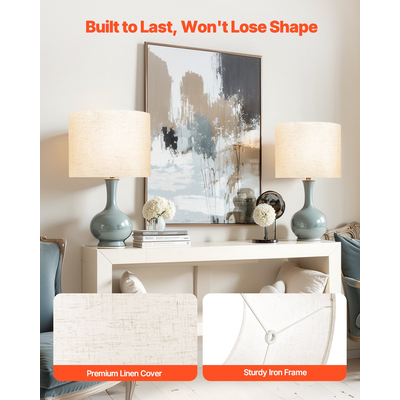 VEVOR Σετ 2 αμπαζούρ για τύμπανο, 13 x 13 x 10 ίντσες, μεσαίου μεγέθους, στρογγυλό (ανοιχτό λινό)