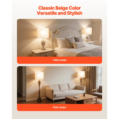 VEVOR Σετ 2 αμπαζούρ για τύμπανο, 13 x 13 x 10 ίντσες, μεσαίου μεγέθους, στρογγυλό (ανοιχτό λινό)