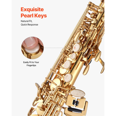 VEVOR Σαξόφωνο Σοπράνο Σι με Θήκη και Ευθύγραμμο Επιστόμιο