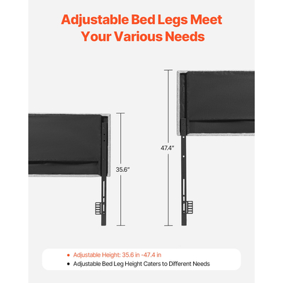Κεφαλάρι VEVOR για κανονικό κρεβάτι με ρυθμιζόμενο ύψος, σφουγγάρι και ύφασμα σε γκρι χρώμα