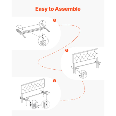 Κεφαλάρι VEVOR για κανονικό κρεβάτι με ρυθμιζόμενο ύψος, σφουγγάρι και ύφασμα σε γκρι χρώμα