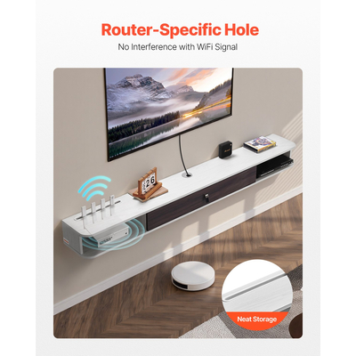 Βάση τηλεόρασης VEVOR 70 θέσεων για κέντρο ψυχαγωγίας με οπή καλωδίου, λευκό