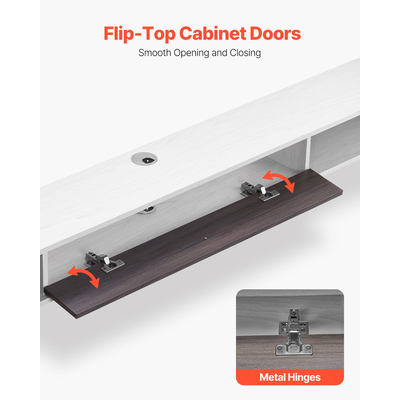 Βάση τηλεόρασης VEVOR 70 θέσεων για κέντρο ψυχαγωγίας με οπή καλωδίου, λευκό