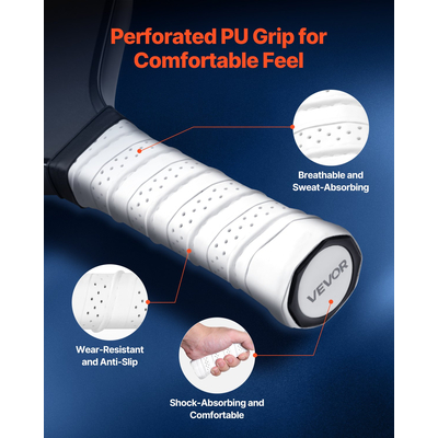 Ρακέτα Pickleball με οπές από ανθρακονήματα VEVOR Pro για ενήλικες, μαύρη