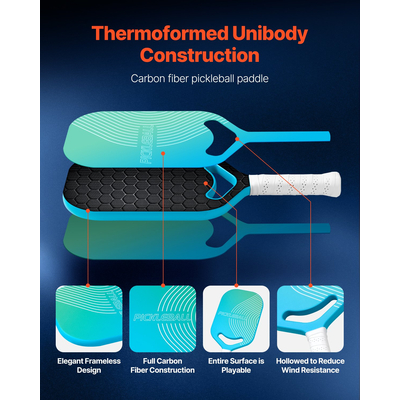 Ρακέτα Pickleball VEVOR Pro από ανθρακονήματα με πυρήνα Aero Throat Honeycomb Core