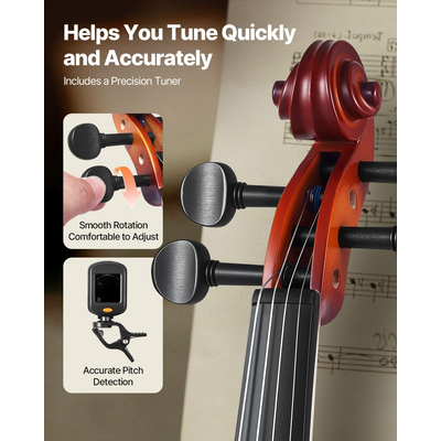 Σετ βιολιών VEVOR για αρχάριους ενήλικες, μέγεθος 355mm, με θήκη Rosin Brown