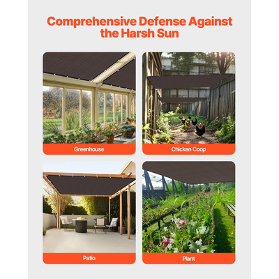 VEVOR 90% Υφασμάτινη Σήτα Προστασίας Ιδιωτικότητας 10 x 12 πόδια για Αίθριο Κήπο (Καφέ)