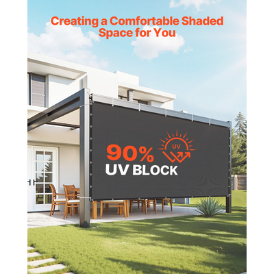 VEVOR 90% Υφασμάτινη Οθόνη Προστασίας Απορρήτου 8 x 12 πόδια για Αίθριο Κήπο (Μαύρο)