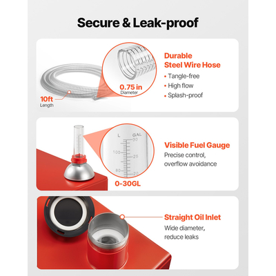 Δεξαμενή καυσίμου VEVOR 30 γαλονιών για βενζίνη και ντίζελ με χειροκίνητη αντλία, κόκκινο